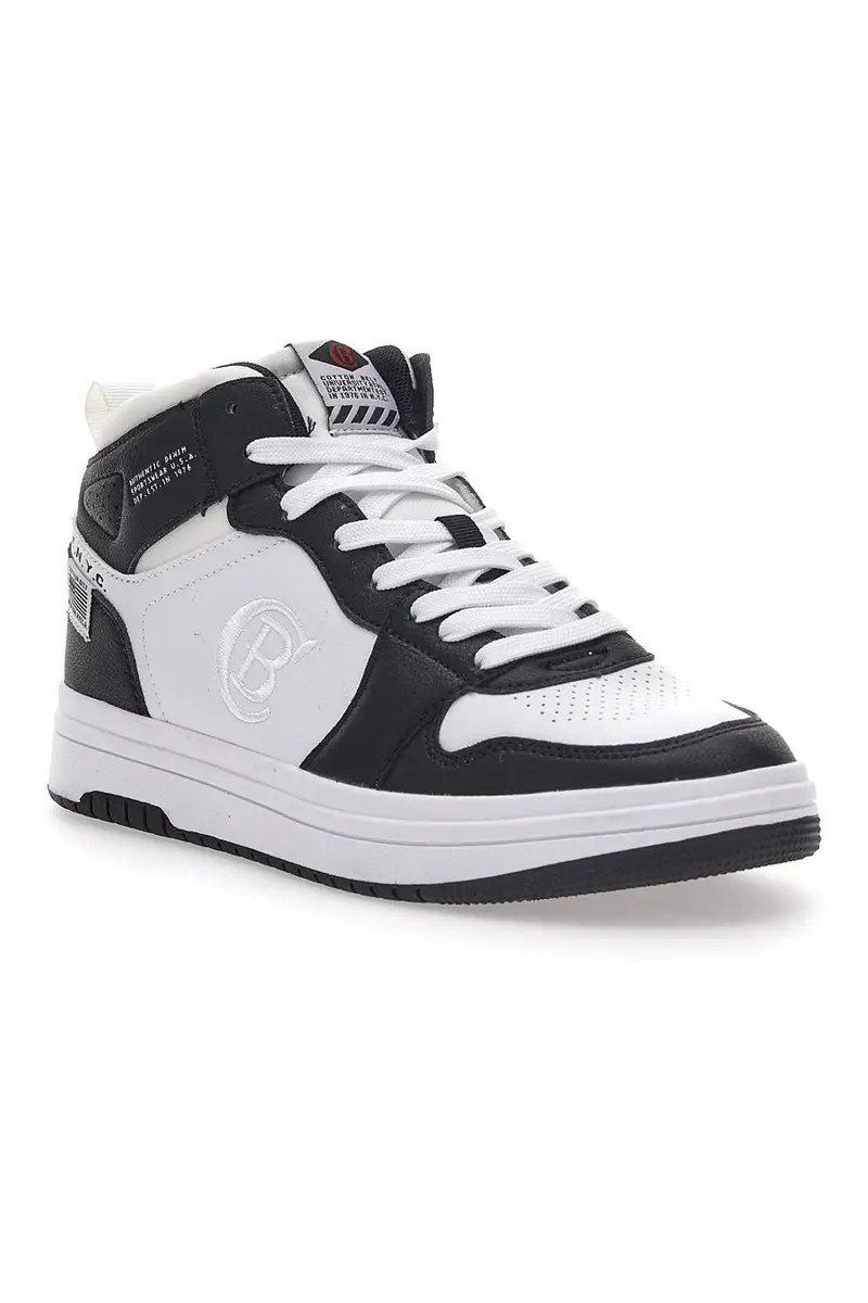 Sneakers Bianche e Nere Mid-Cut Cotton Belt Karim Blk Line miniatura 2