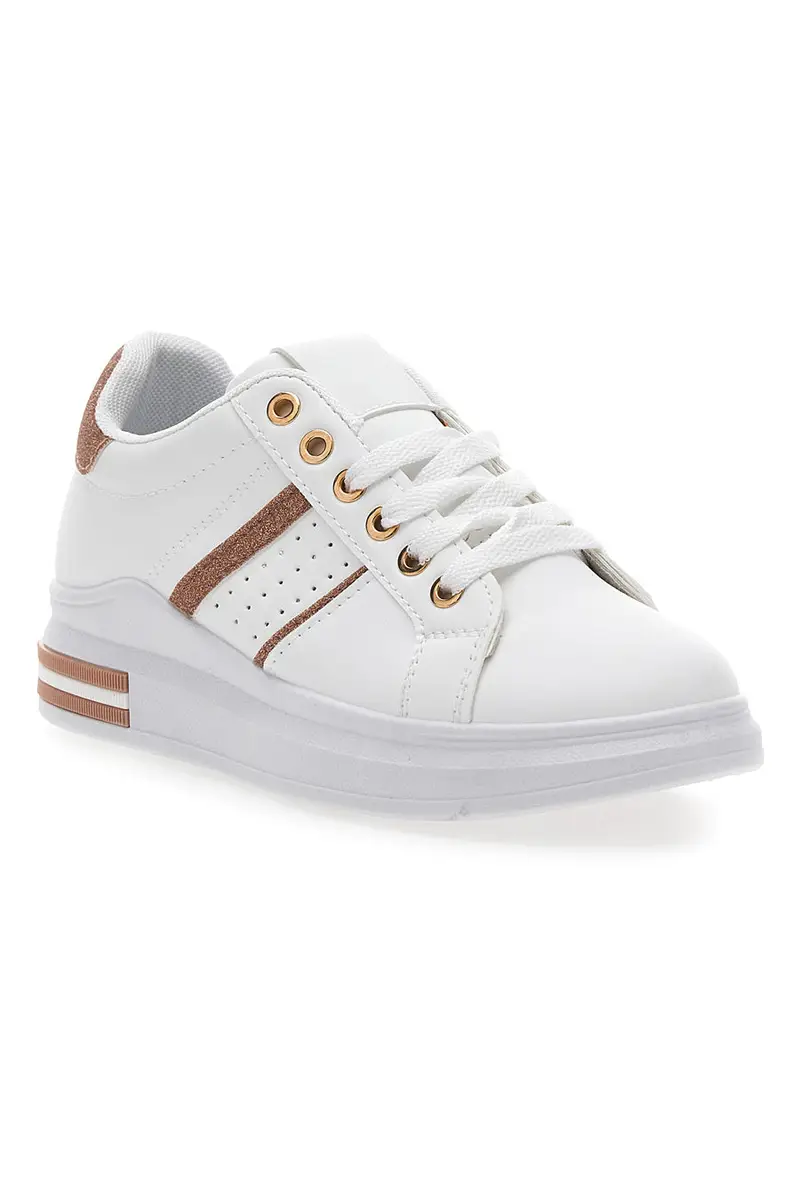 Sneakers bianche e rosa con lacci CAFE' COST BK2450 miniatura 2