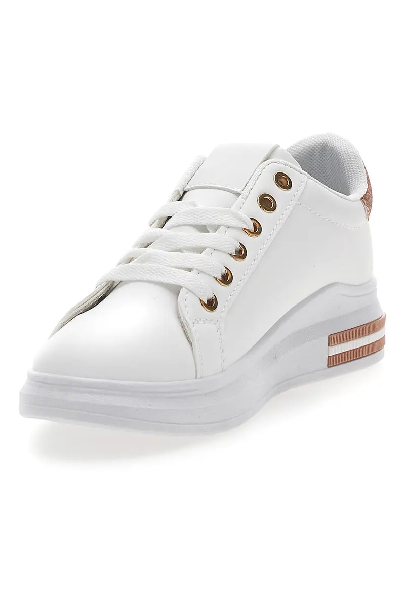 Sneakers bianche e rosa con lacci CAFE' COST BK2450 miniatura 3