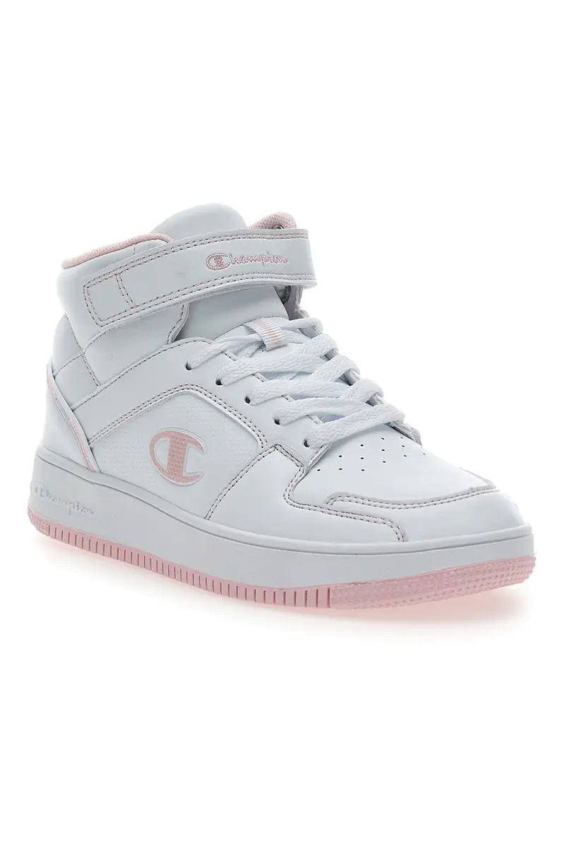 Sneakers Bianche e Rosa Con Strappo Champion RD18 2 MID G GS miniatura 2