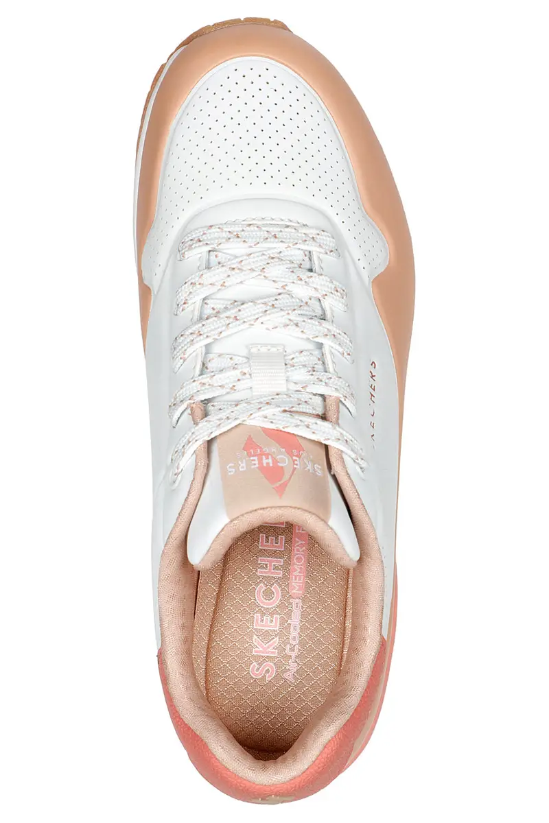Sneakers Bianche e Rosa Skechers Uno-Pop Color Fun miniatura 3