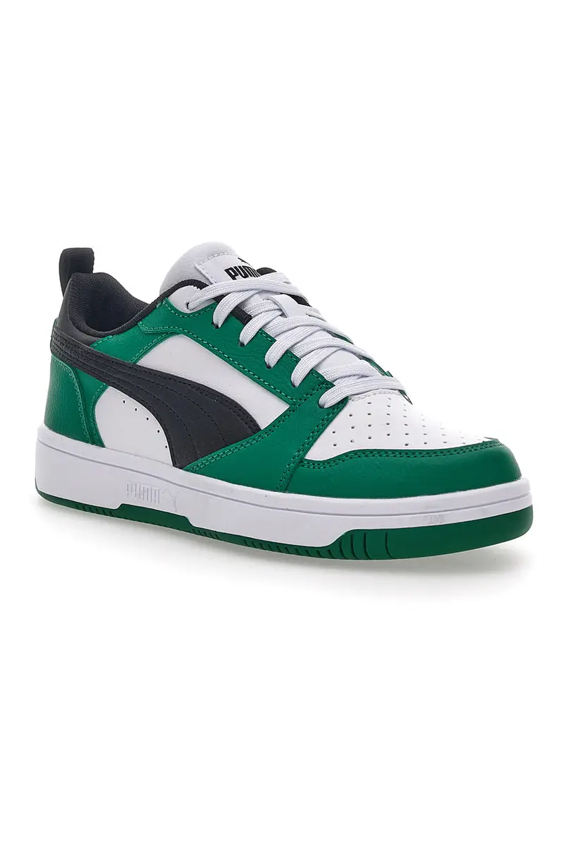 Sneakers Bianche e Verdi Con Stringa Laterale Puma Rebound V6 LO JR miniatura 2