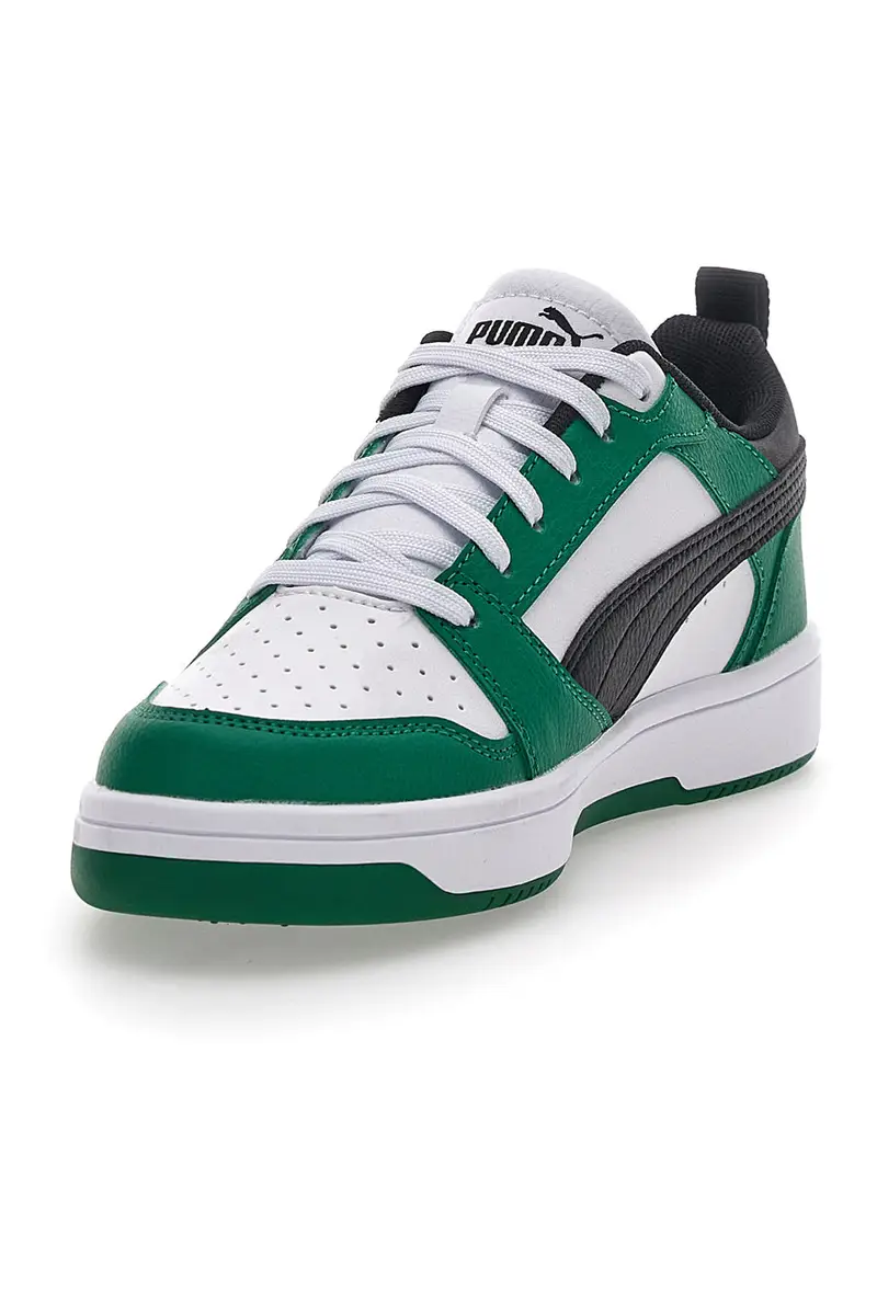 Sneakers Bianche e Verdi Con Stringa Laterale Puma Rebound V6 LO JR miniatura 3