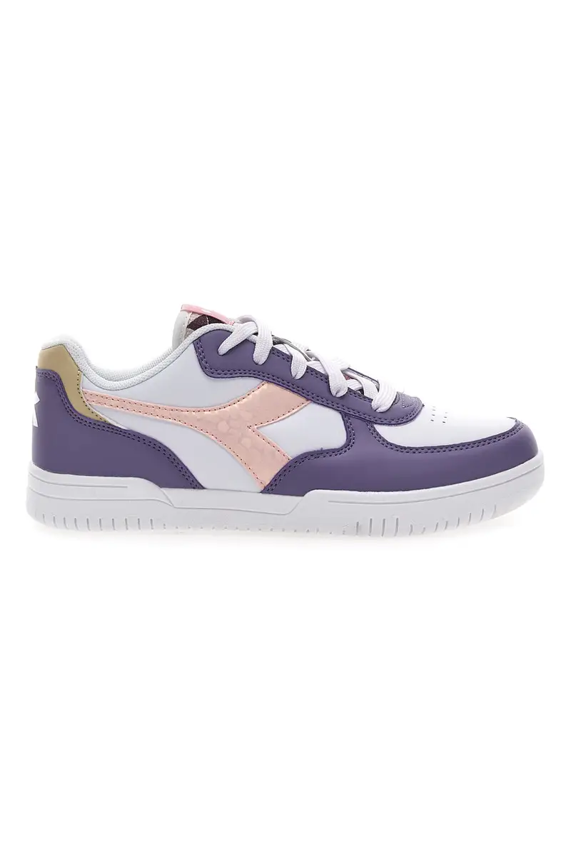 Sneakers Bianche e Viola con Logo Rosa DIADORA RAPTOR LOW SPOTTED GS
