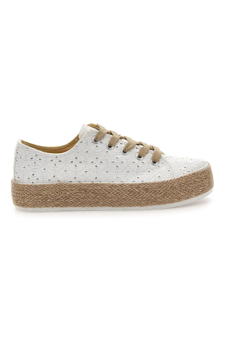 Sneakers bianche in crochet con suola in corda Energy E126
