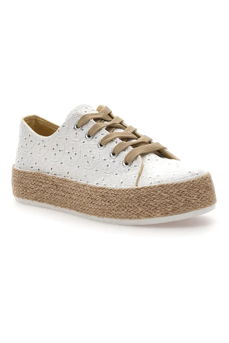 Sneakers bianche in crochet con suola in corda Energy E126 miniatura 2