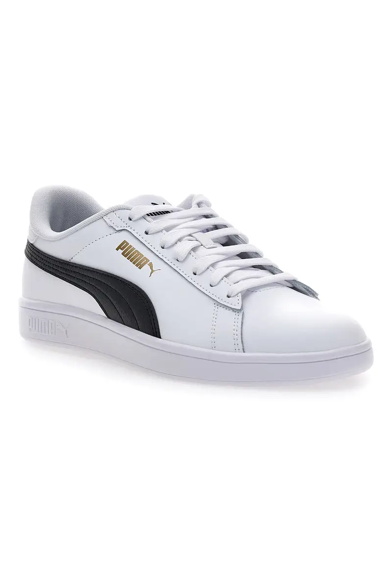 Sneakers bianche in pelle con logo nero Puma Smash 3.0 L miniatura 2