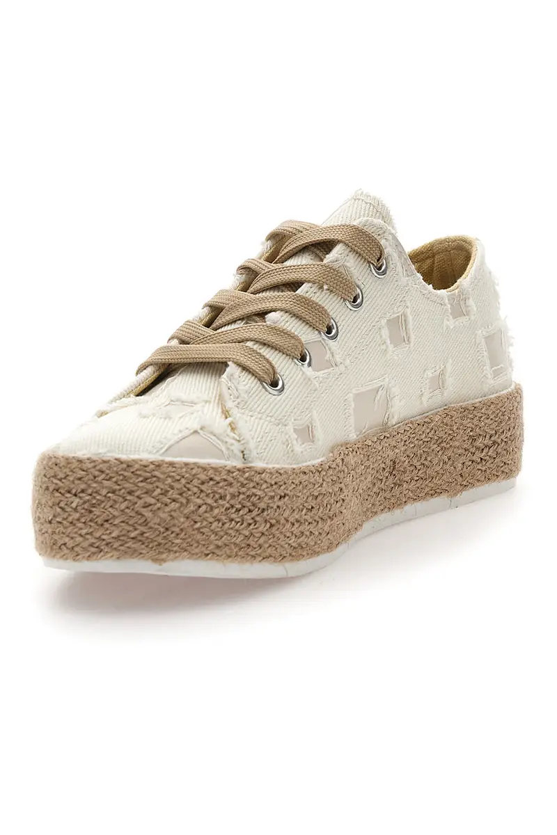 Sneakers bianche in tessuto con suola corda Energy E125 miniatura 3