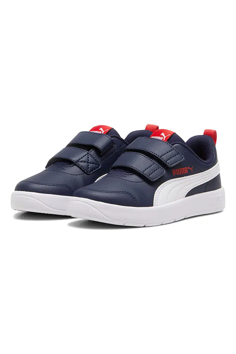 Sneakers blu con doppio strappo e dettagli bianchi Puma Courtflex V3 V PS miniatura 2