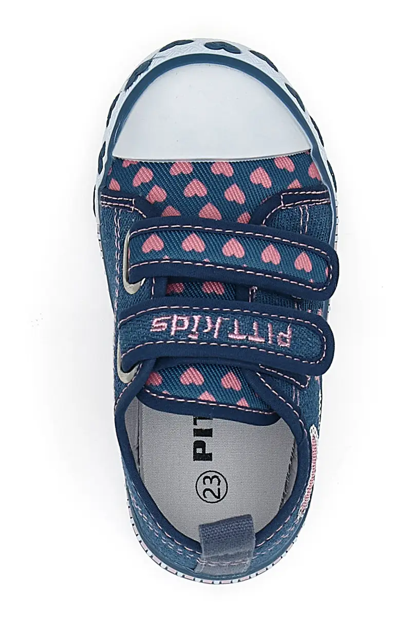 Sneakers blu denim con cuori e scritte a strappo PITT KIDS 224275 miniatura 3