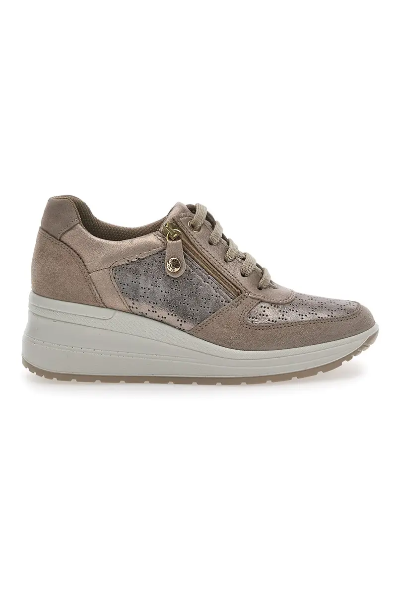 Sneakers Bronzo In Pelle Con Zeppa Imac 555740