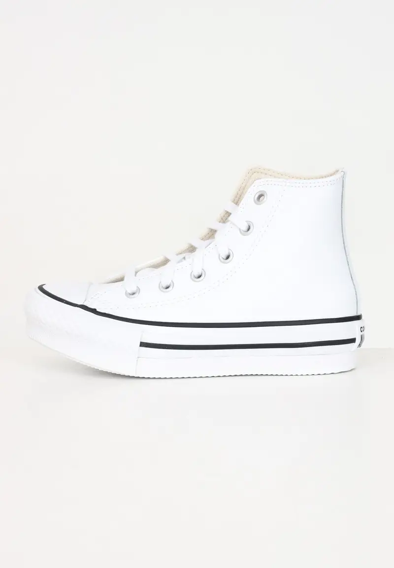 Sneakers Chuck Taylor All Star Platform Leather bianche per bambino e bambina