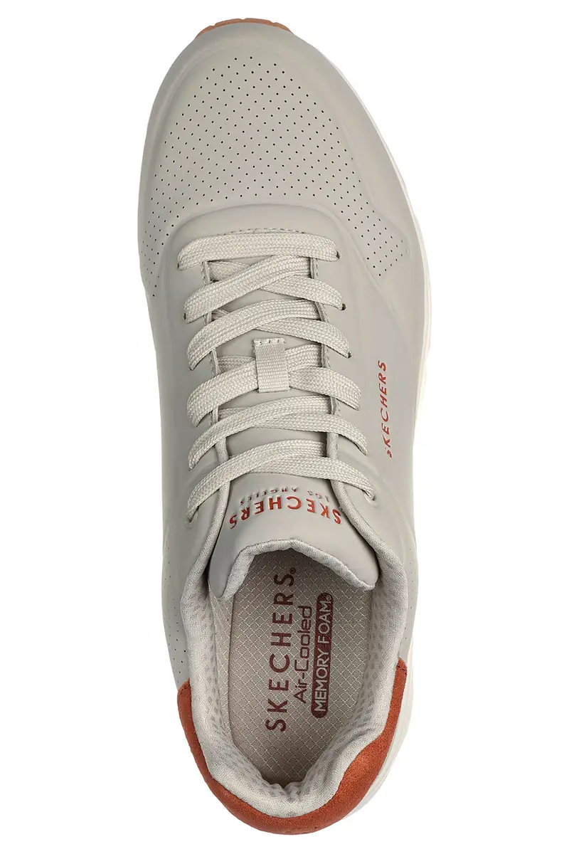 Sneakers color grigio con suola ammortizzata Air-Cooled Memory Foam Skechers Uno Suited On Air miniatura 3