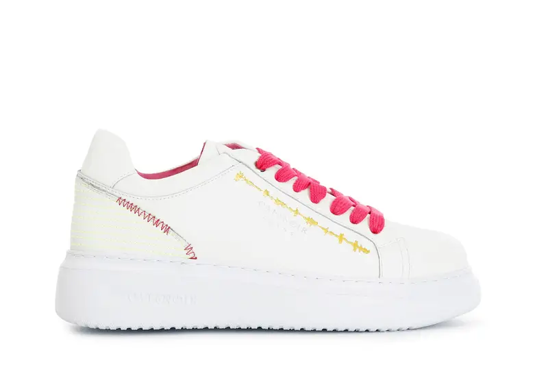 sneakers con cuciture ornamentali a contrasto multi bianco