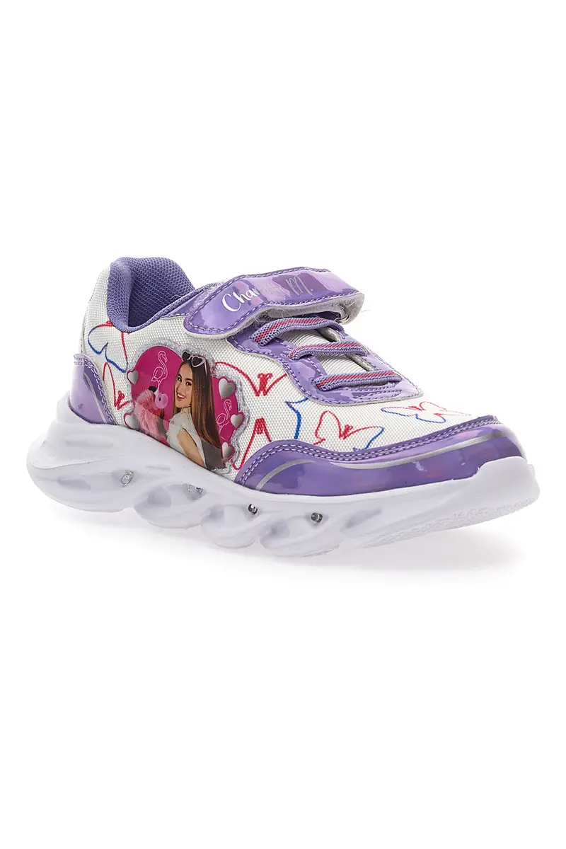 Sneakers Con Luci Charlotte 2221 Viola e Bianche miniatura 2
