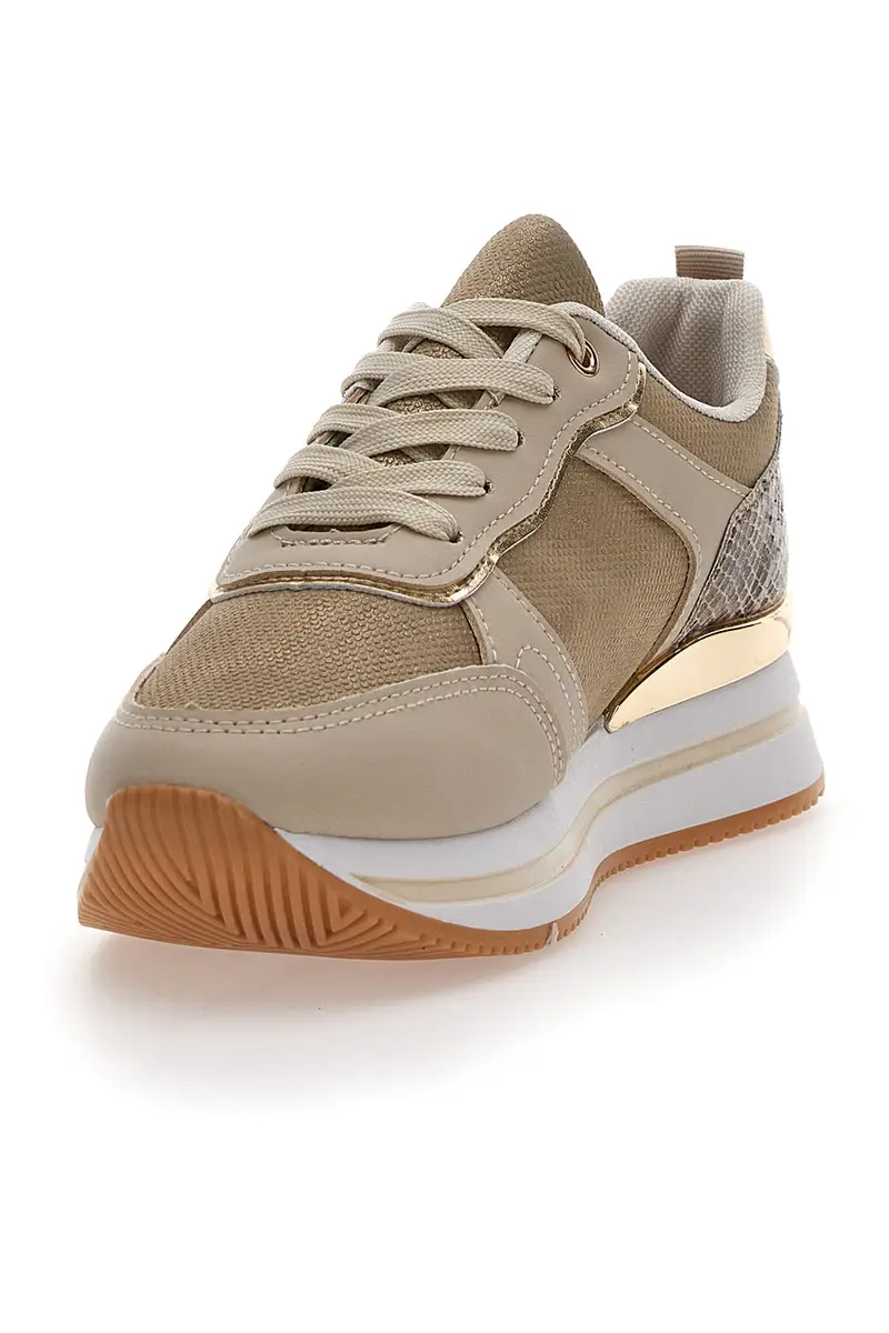 Sneakers con Platform Beige Prima Riga 424 miniatura 3