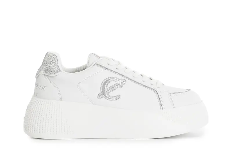 sneakers con riporti glitter e logo ricamato bianco 36