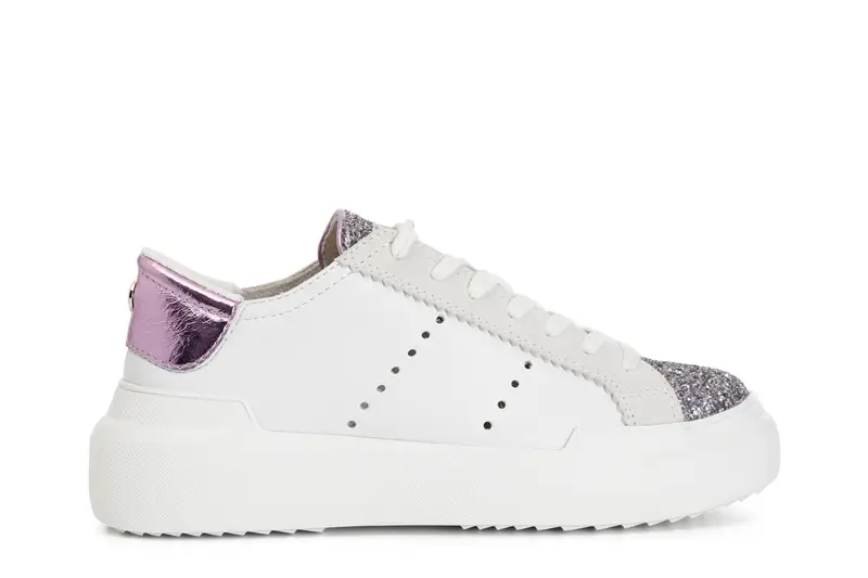 sneakers donna allacciata bianco/rosa