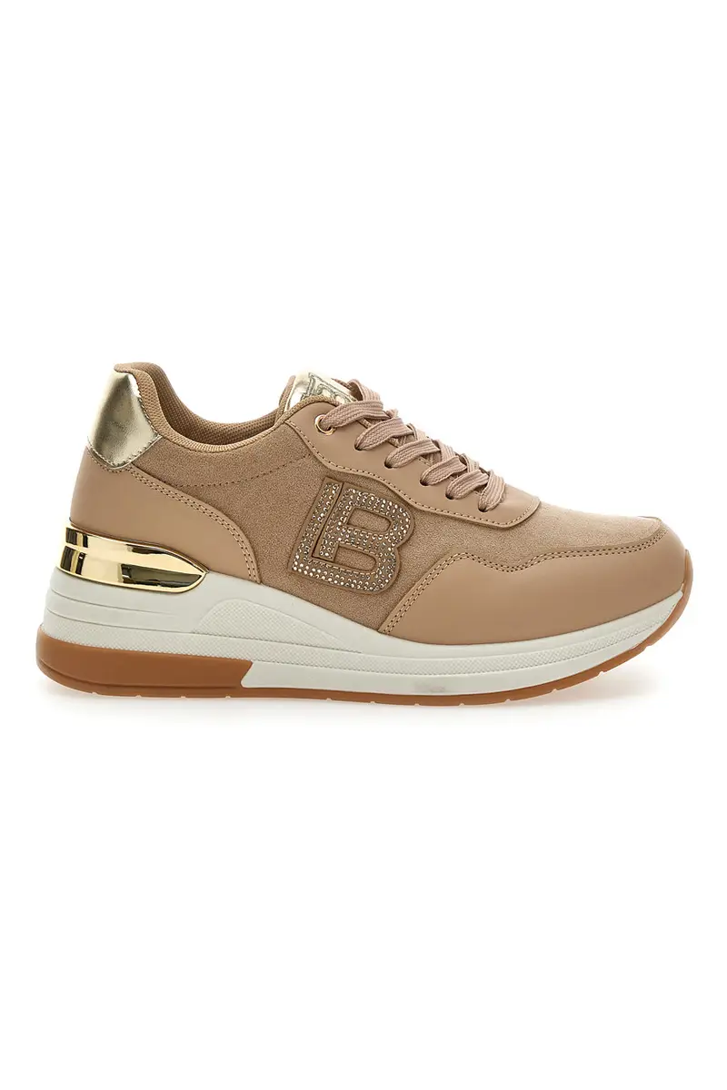 Sneakers Flatform Beige con Dettagli Dorati Laura Biagiotti 8923