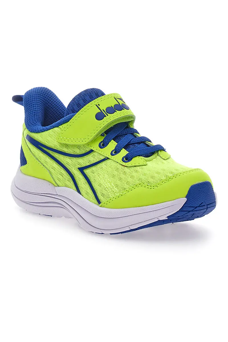 Sneakers Gialle Fluo e Blu con Velcro e Lacci Elastici Diadora Snipe 2 JR miniatura 2