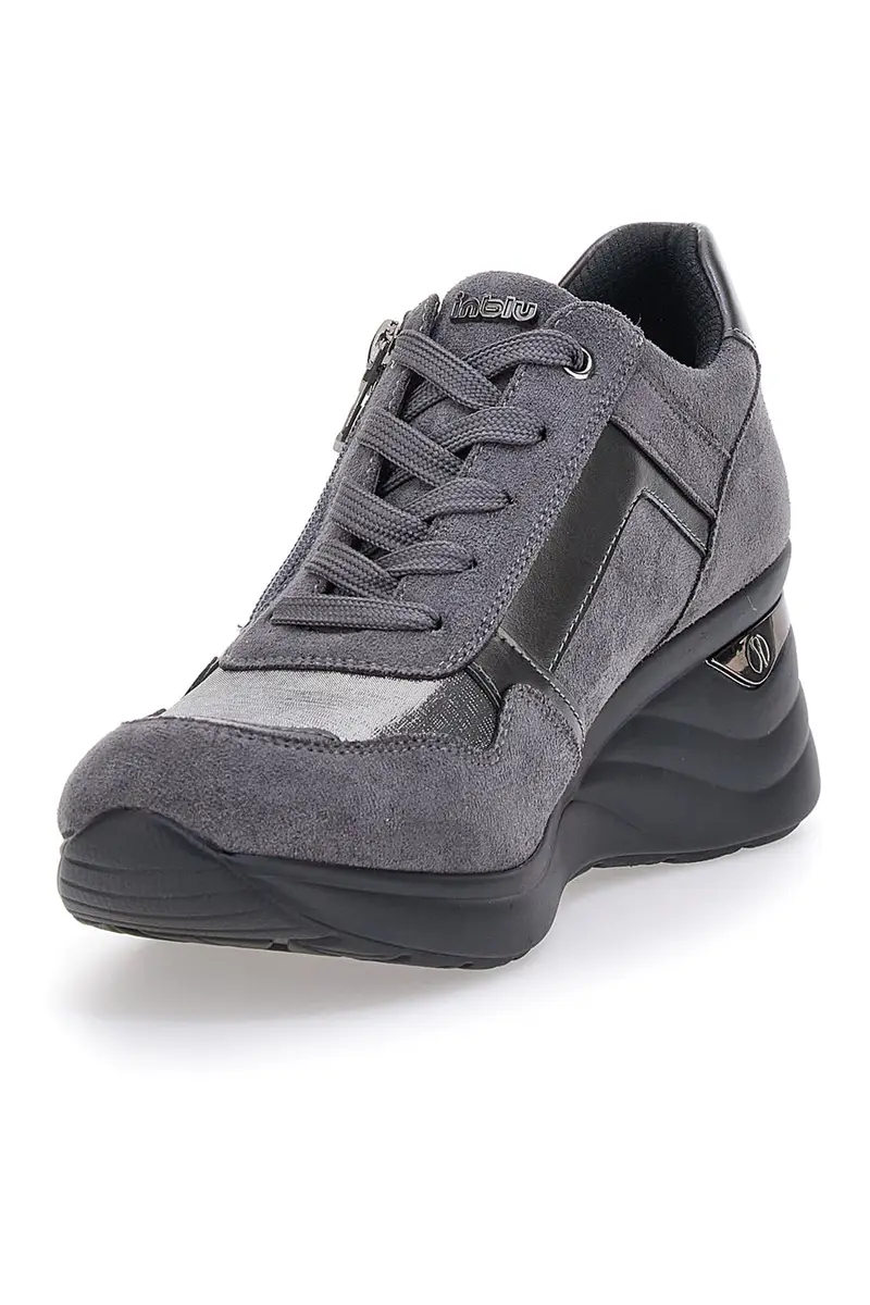 Sneakers grigie con Lacci e Platform INBLU IN402025 miniatura 3