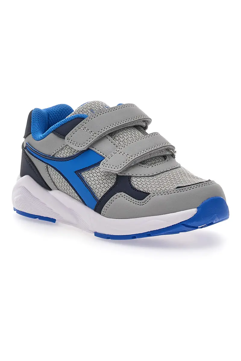 Sneakers Grigie e Blu con Doppio Velcro Diadora Falcon 5 JR V miniatura 2