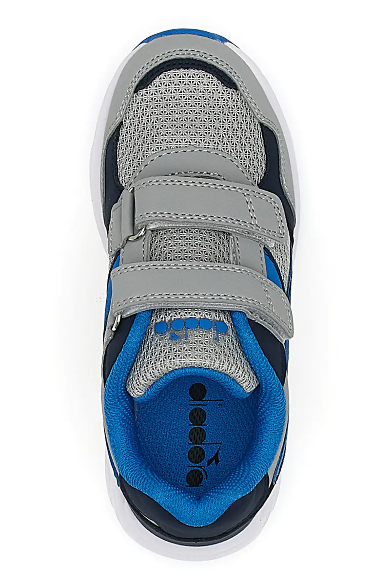 Sneakers Grigie e Blu con Doppio Velcro Diadora Falcon 5 JR V miniatura 3