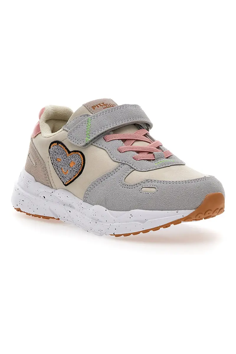 Sneakers grigio panna con cuore PITT KIDS K231102 miniatura 2