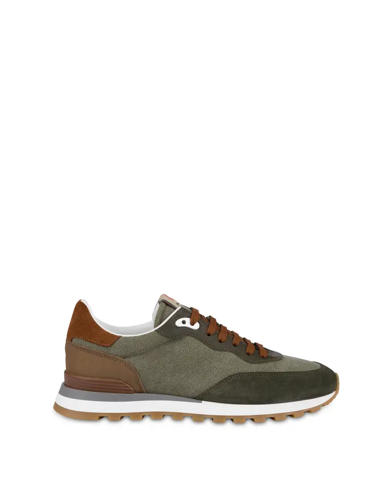 Sneakers in canvas e crosta Santa Fe MILITARE/MILITARE/MILITARE/TAUPE/RUGGINE, 42, Pollini
