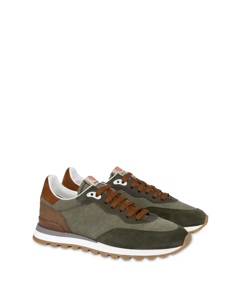 Sneakers in canvas e crosta Santa Fe MILITARE/MILITARE/MILITARE/TAUPE/RUGGINE, 42, Pollini miniatura 2