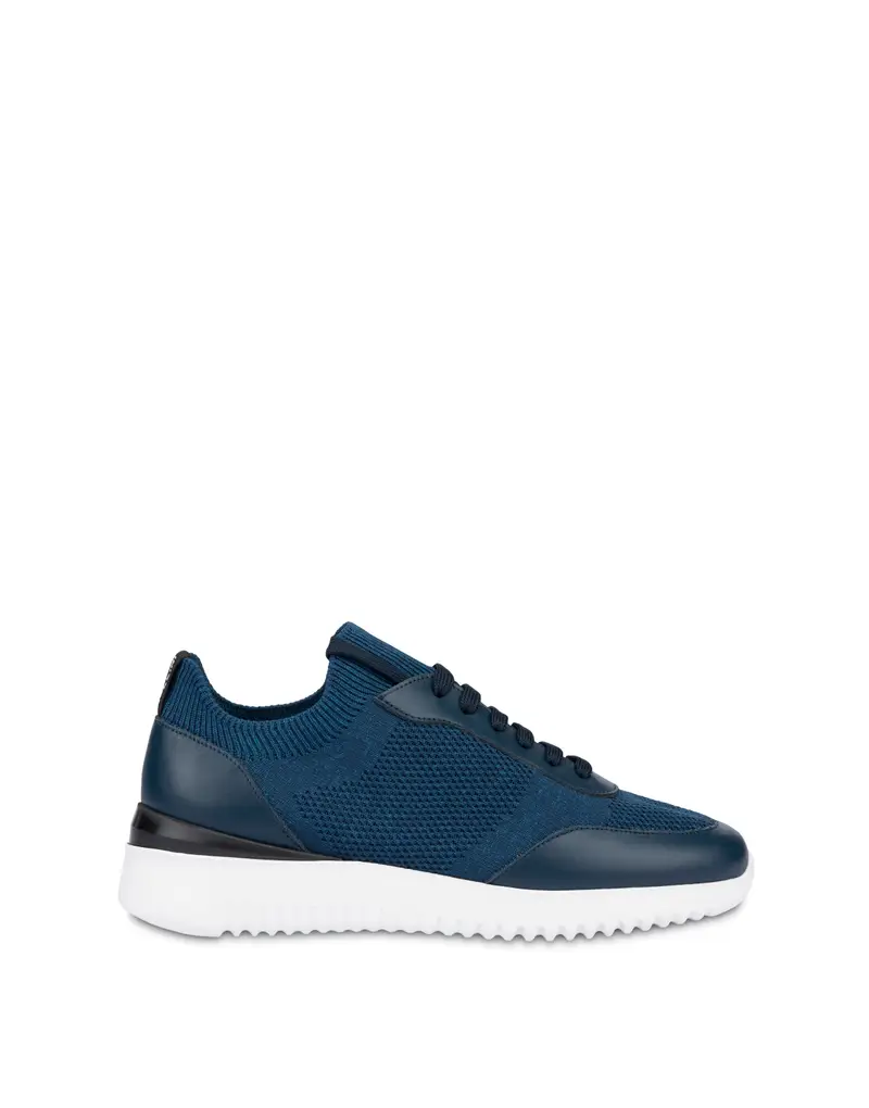 Sneakers in maglia e vitello B-side BLU/BLU, 44, Pollini