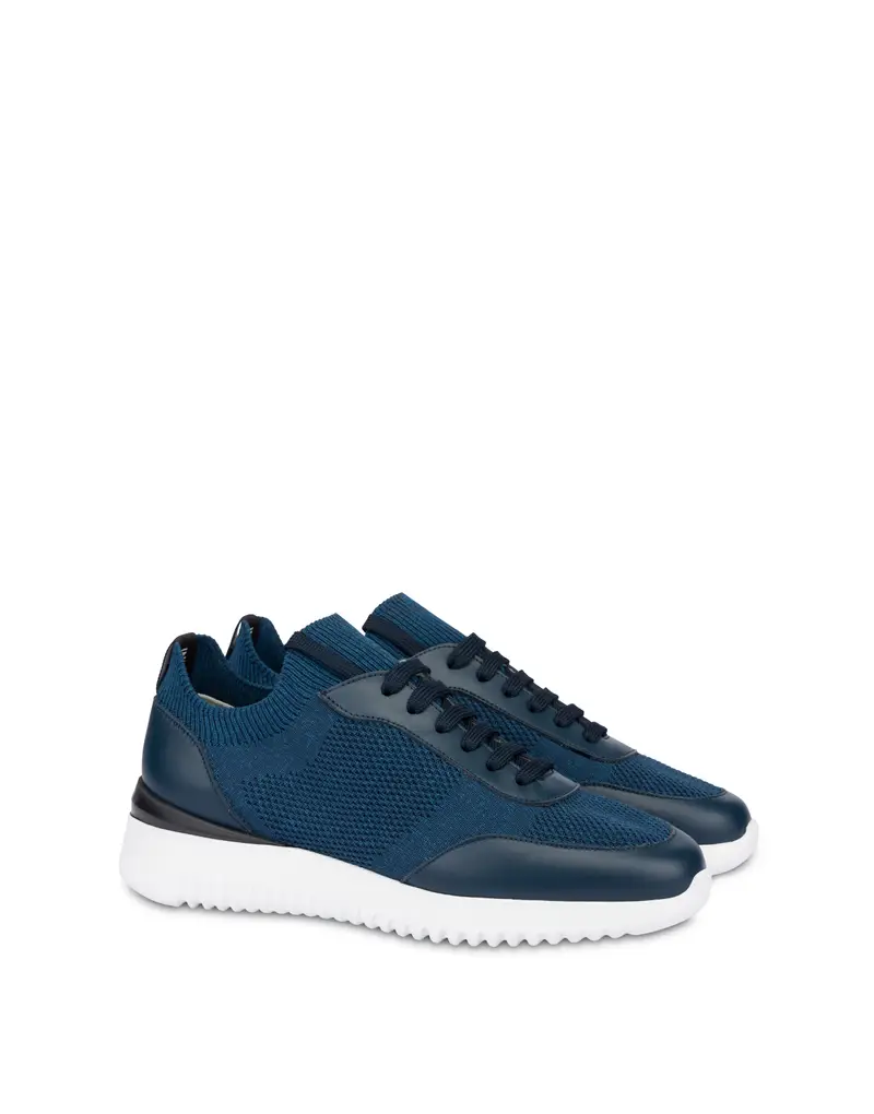 Sneakers in maglia e vitello B-side BLU/BLU, 44, Pollini miniatura 2
