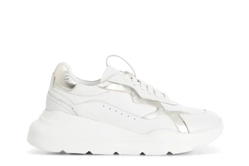 sneakers in pelle bianco/platino 36