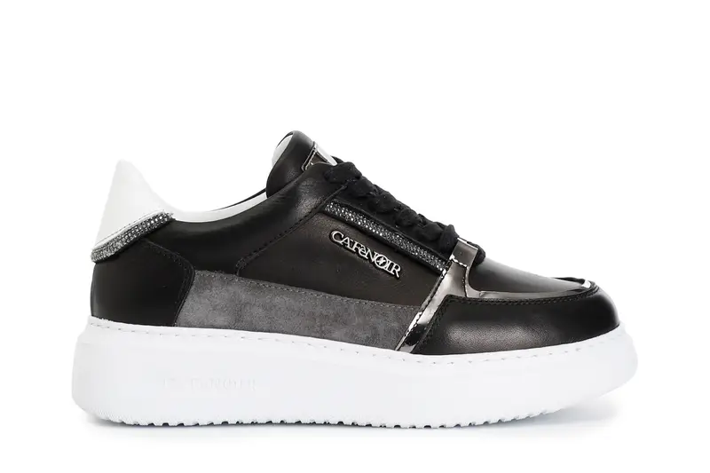 sneakers in pelle con dettagli strass multi nero 35