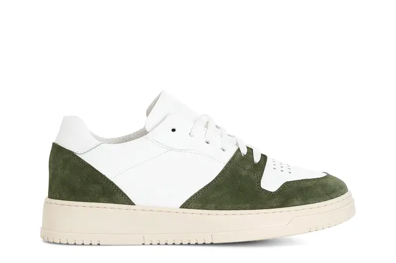 sneakers in pelle e pelle scamosciata bianco/verde