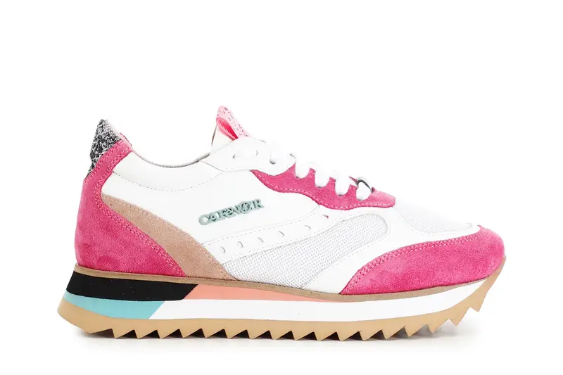 sneakers in pelle e tessuto su suola running multi fuxia 37