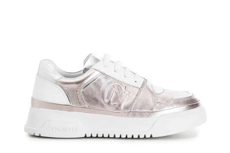 sneakers in pelle metallizzata su suola a cassetta rosa 36