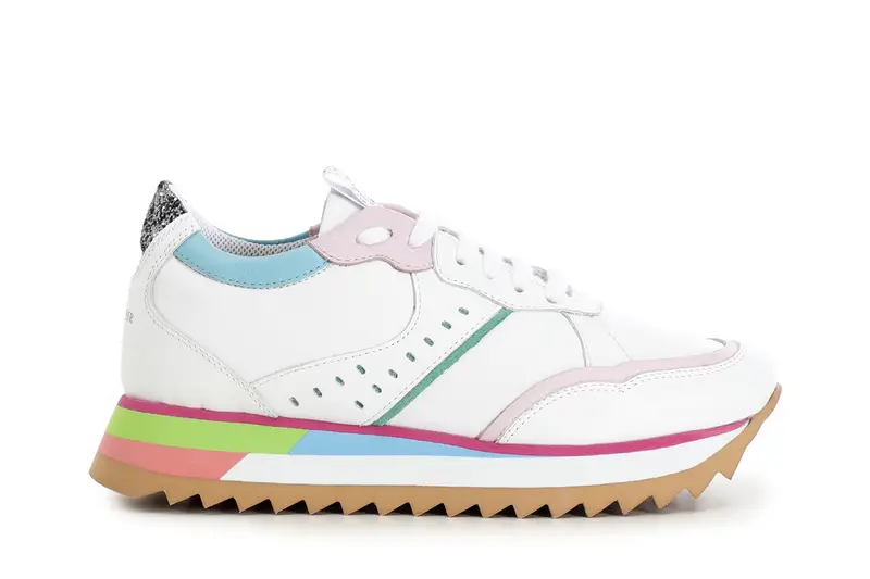 sneakers in pelle multicolore con suola running multi bianco 36