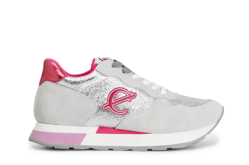 sneakers in pelle scamosciata e glitter off white 36