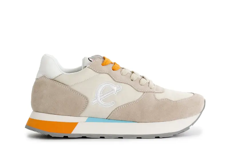 sneakers in pelle scamosciata e tessuto beige 36
