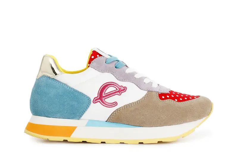 sneakers in pelle scamosciata e tessuto multi pois 36