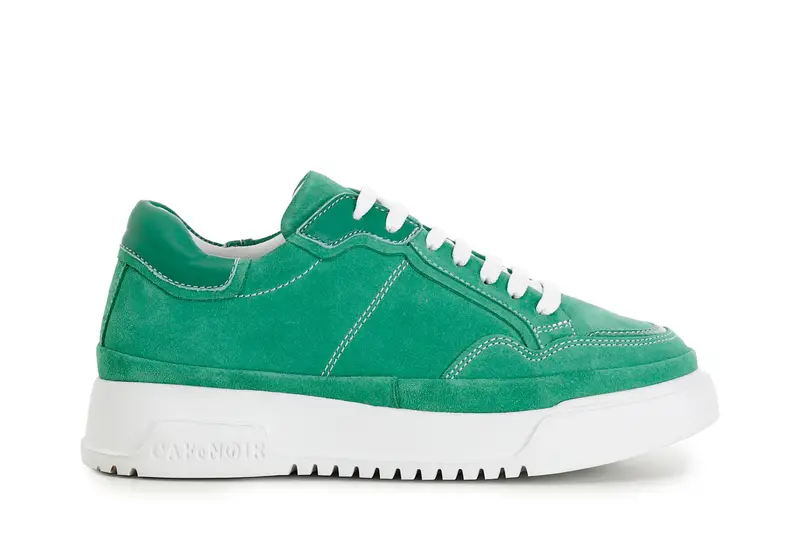 sneakers in pelle scamosciata monocolore con suola a cassetta verde 36