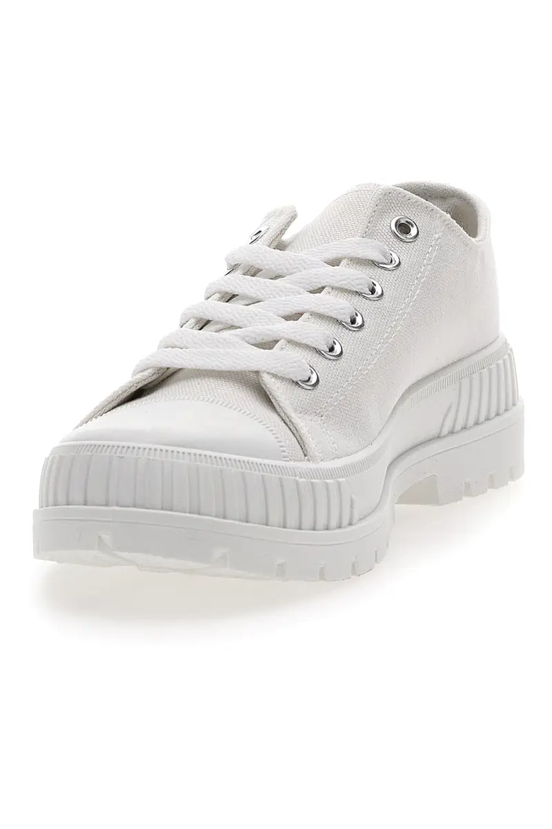 Sneakers in Tela Banche con Platform Cafè Cost 2421 miniatura 3