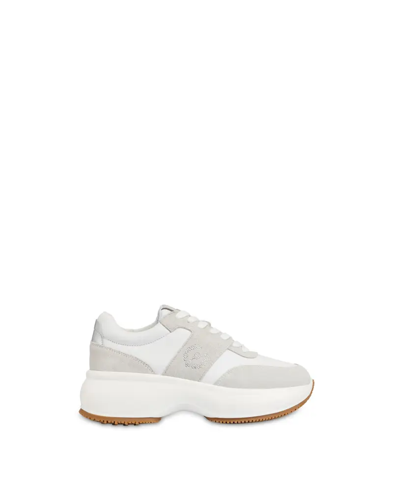 Sneakers in vitello e crosta Emily CLOUD/CLOUD/ARGENTO, 37, Pollini