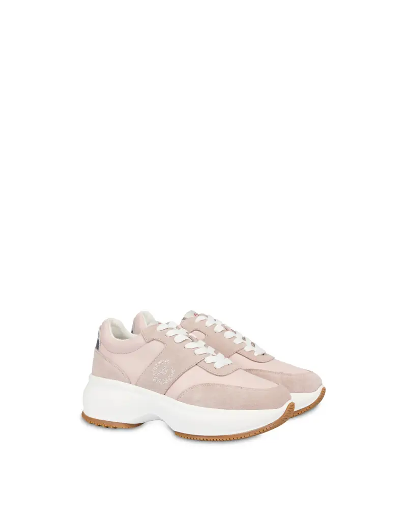 Sneakers in vitello e crosta Emily DESERT/DESERT/ARGENTO, 37, Pollini miniatura 2