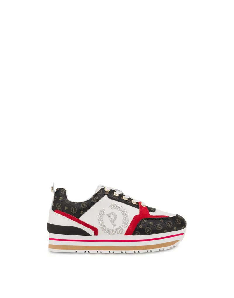 Sneakers in vitello Heritage Forever NERO/ROSSO/BIANCO, 39, Pollini