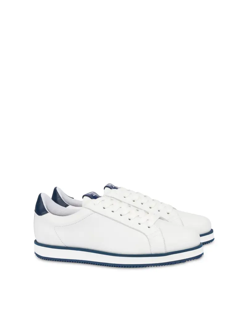 Sneakers in vitello Monterey BIANCO/BLU, 43, Pollini miniatura 2