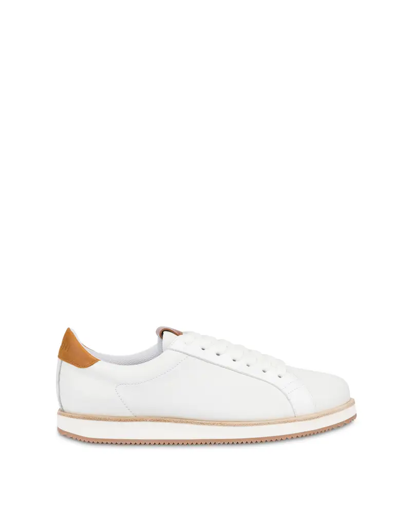 Sneakers in vitello Monterey BIANCO/CUOIO, 44, Pollini
