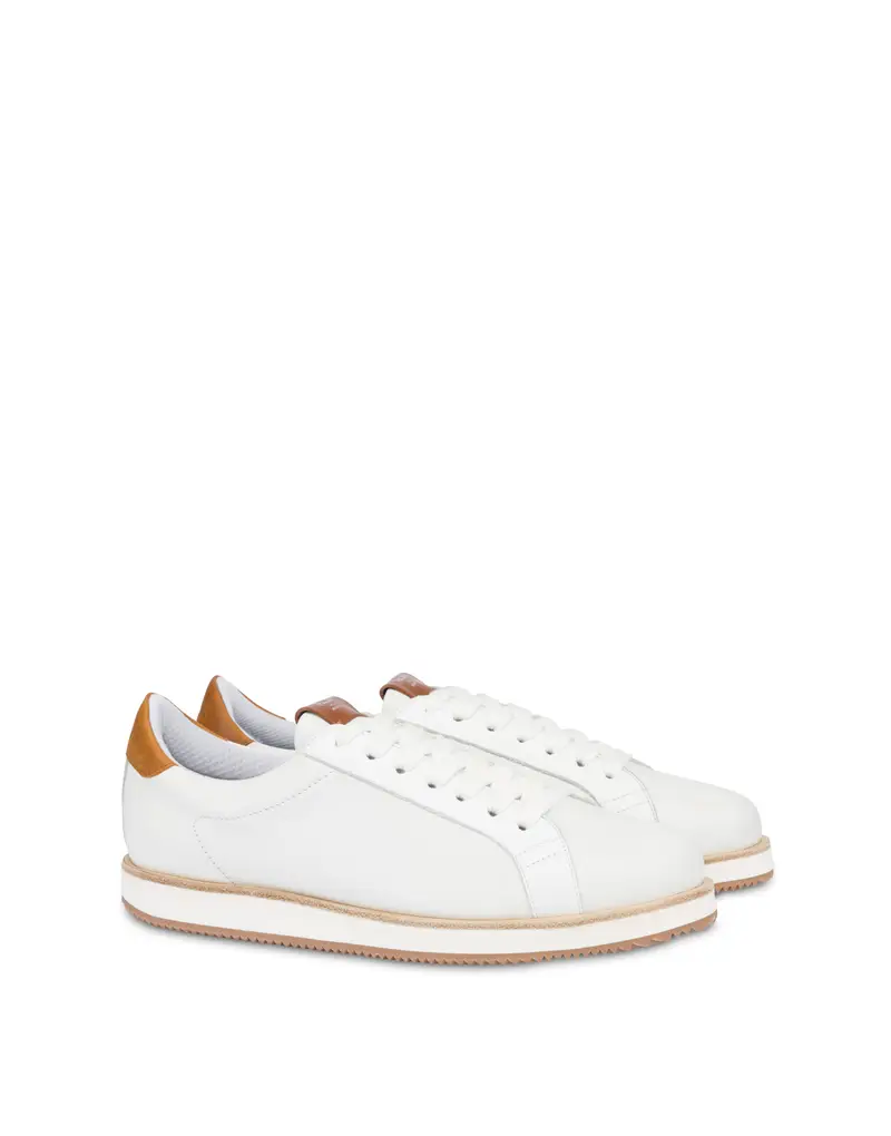 Sneakers in vitello Monterey BIANCO/CUOIO, 44, Pollini miniatura 2