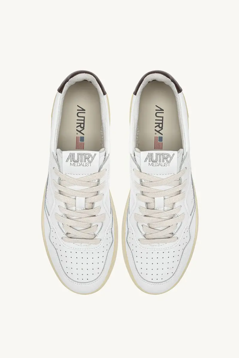 Sneakers medalist low Bianco e Marrone miniatura 2